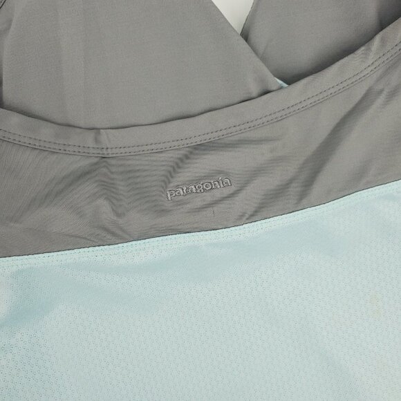 Patagonia Layered Mesh Padded Halter Top‎ Aqua Blue/Grey Small - Picture 5 of 9